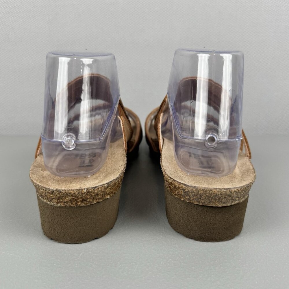 Naot Sandals Shoes Women 41 US 10 Brown Peyton Leather Wedge Strappy Slip On - Picture 4 of 9